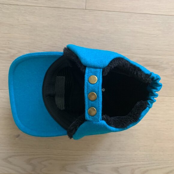 HOKA ONE ONE Wool Aviator Trapper Hat Blue Winter Ear Flap Ski Outdoor Cap - Picture 5 of 14